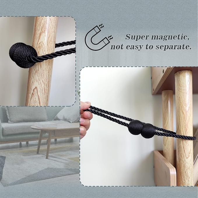 Hion Magnetic Curtain Tiebacks Grey 2pcs, Curtain Tiebacks Buckles Holdbacks - Image 6