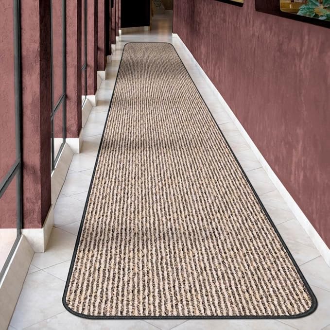 House, Home and More Skid-Resistant Carpet Runner - Black Ripple - 12 Feet X 48 Inches
