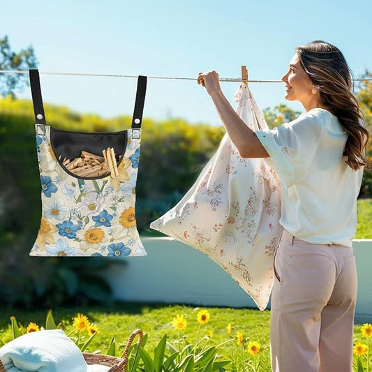 Floral Clothespin Bag with Hanging Rope Daffodil 14.5 x 12 Inch Summer - Image 2