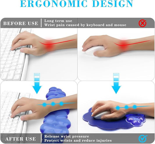 Gel Cloud Keyboard and Mouse Wrist Rest, Cute Wrist Support and Arm Support Rest - Image 2
