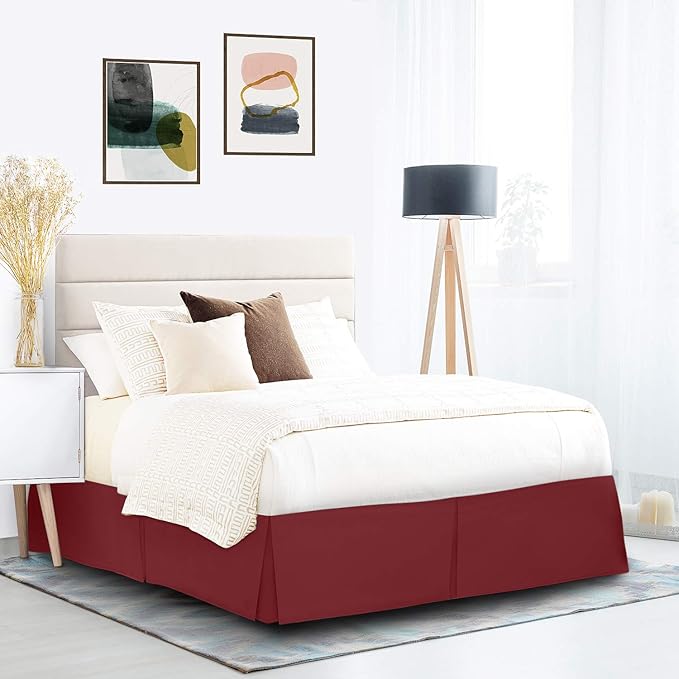 Nestl Red Heaven Twin Bed Skirt - Twin Size Bed Skirt 14 Inch Drop - Brushed Microfiber Bed Skirts - Hotel Quality Pleated Bed Skirt - Shrinkage & Fade Resistant