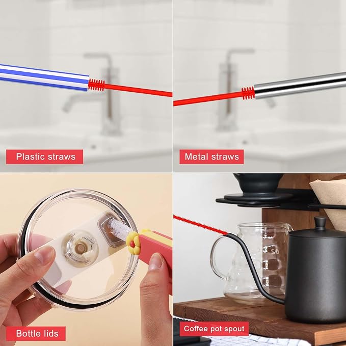 3pcs Silicone Straw Brush and Cup Lid Cleaning Brush, Ultra Long Straw Cleaning - Image 7