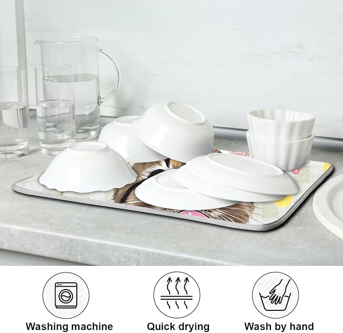 Happy Easter Day Pink Dish Drying Mat Quick Absorbent 16x18 Easter Bunny Rabbit - Image 7