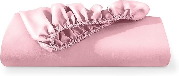 Bare Home Fitted Bottom Sheet Twin Size - Premium 1800 Microfiber - Ultra-Soft Hotel Luxury - Deep Pocket - Durable and Long Lasting - Fitted Sheet (Twin, Light Pink)