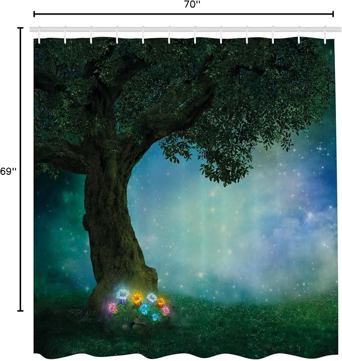 Ambesonne Forest Shower Curtain, Little Red Riding Hood Woodland at Night - Image 5
