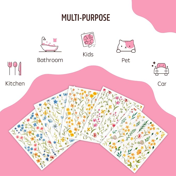 Swedish Dishcloths for Kitchen, 5 Pack Flowers Reusable Paper Towels Washable - Image 7