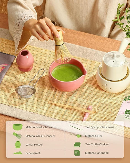 Maestri House Pink Matcha Whisk Set, 7-Pc Complete Matcha Kit - Image 2