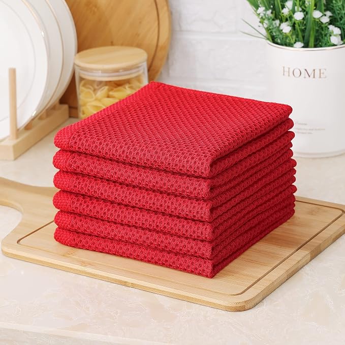 Kitinjoy 100% Cotton Kitchen Dish Cloths, 8 Pack Waffle Weave Ultra Soft - Image 7