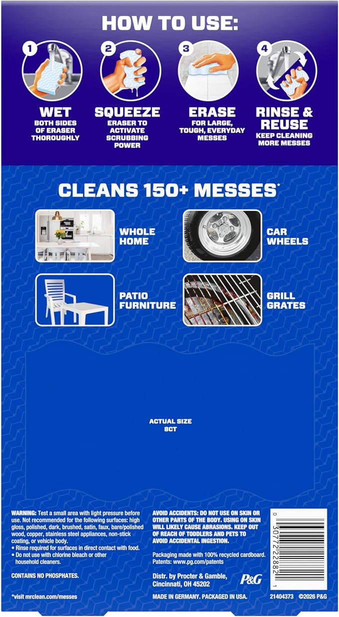 Mr. Clean Magic Eraser Sponge, All Purpose Cleaner, Long Lasting Cleaning - Image 13