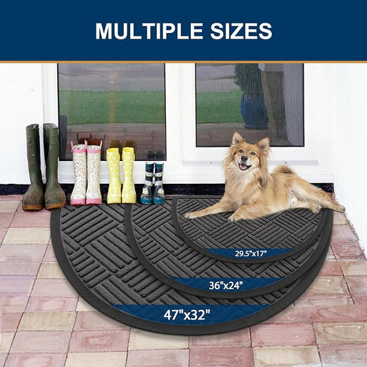 Smiry Half Circle Front Door Mat Outside Entrance, Heavy Duty Outdoor Indoor - Image 2
