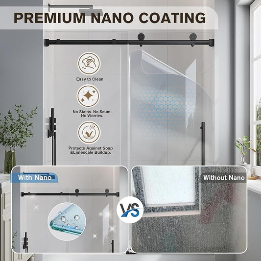 Frameless Glass Shower Door, 43-48" W x 76" H Sliding Frameless Shower Door - Image 2
