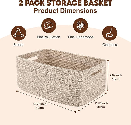 OIAHOMY Storage Basket for Shelves, Closet Cube Storage Bins Baskets for - Image 2