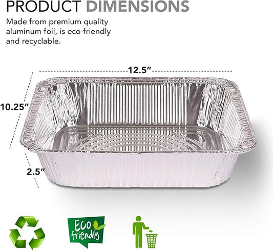 Stock Your Home Aluminum 9x13 Disposable Foil – Half Size Deep Steam Table - Image 2