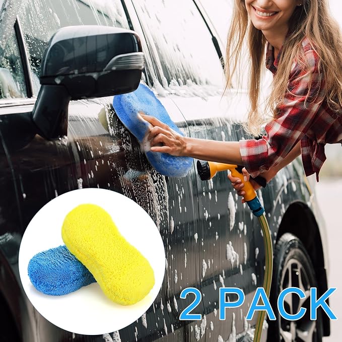 Tanlade 2 Pcs 2 Pack Large Microfiber Car Wash Sponge - Image 6