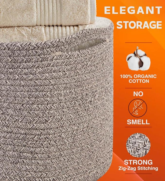 CHAT BLANC Cotton Rope Baskets for Organizing | Storage Baskets for Shelves | - Image 2