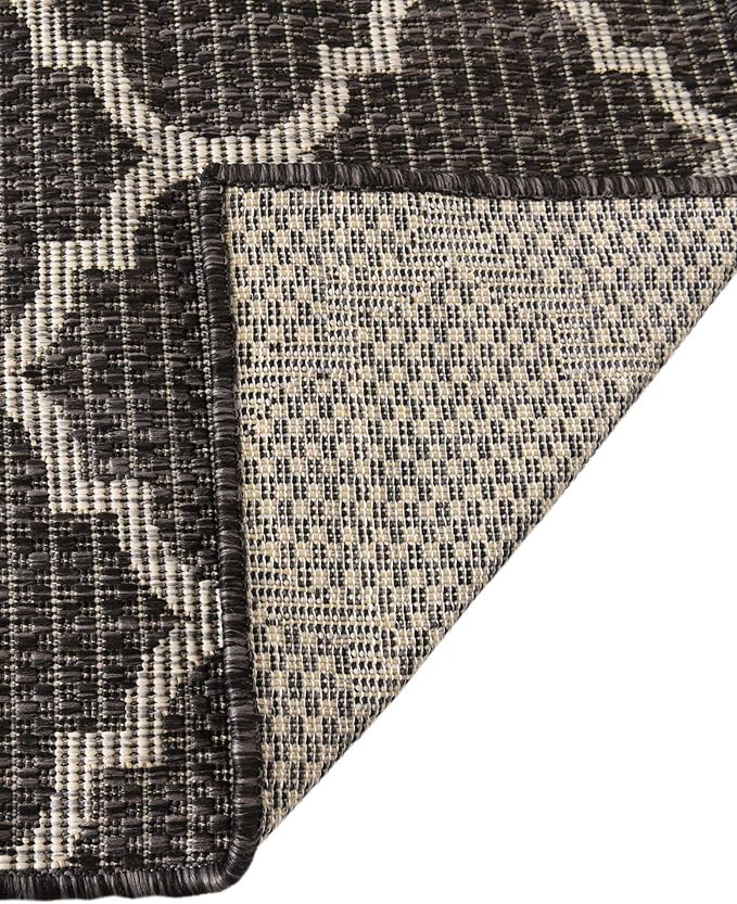 Unique Loom Outdoor Trellis Collection Area Rug - Trellis (Rectangular 2' 0" x 3' 1", Black/ Ivory)
