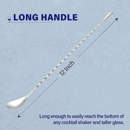 Briout 6 Pieces Bar Spoon, 12 Inches Long Handle Drink Stirrer - Image 2