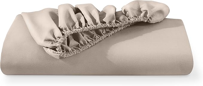 Bare Home Fitted Bottom Sheet Full Size - Premium 1800 Microfiber - Ultra-Soft Hotel Luxury - Deep Pocket - Durable and Long Lasting (Full, Pebble)