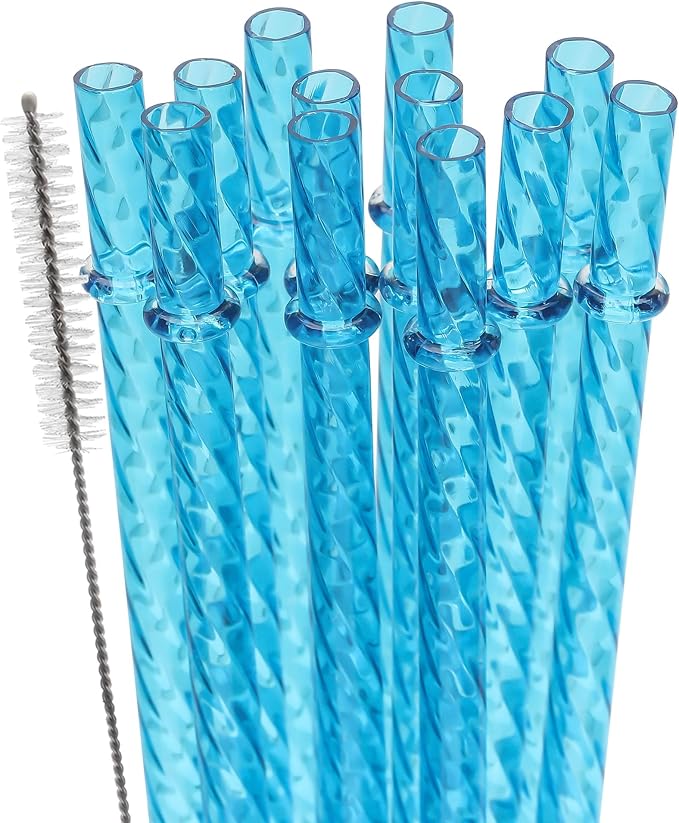 Dakoufish 12 Inch Reusable Clear Plastic Swirl Drinking Straws by Dakoufish