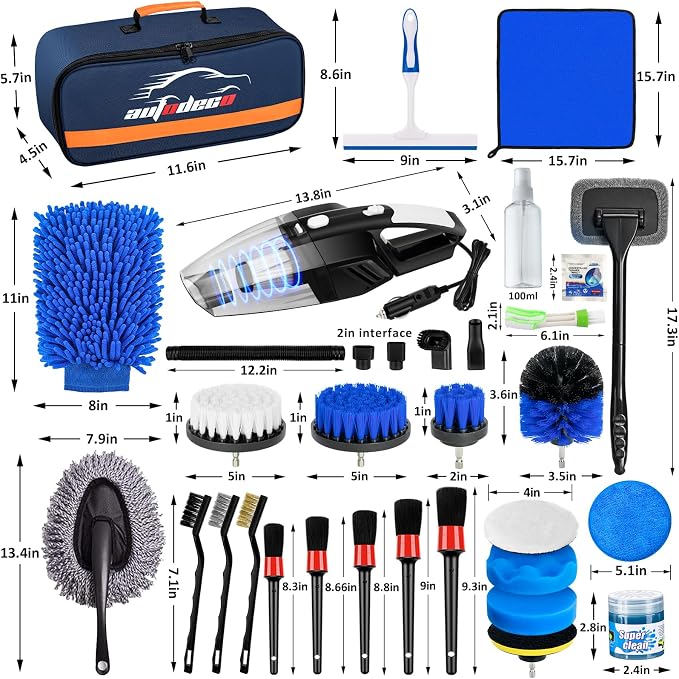 AUTODECO 37Pcs Car Detailing Brush Set, Car Detailing Kit, Auto Detailing Drill - Image 8