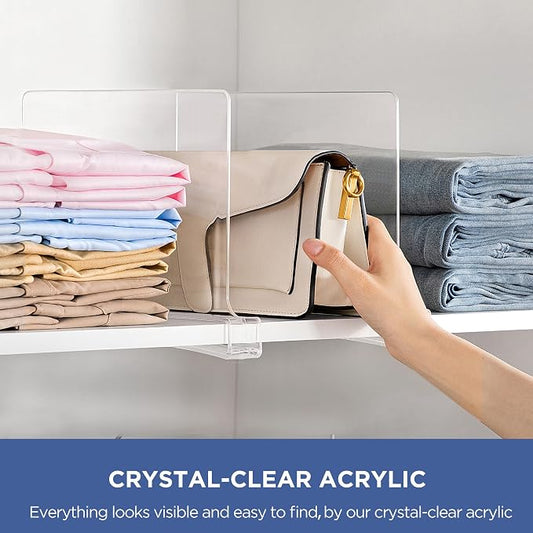 HBlife 10 Pack Clear Shelf Dividers, Vertical Purse Organizer - Image 2