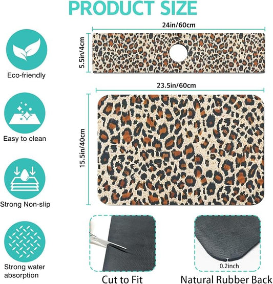 Dish Drying Mat for Kitchen Counter Matt, Super Absorbent Non-slip Rubber Backed - Image 2