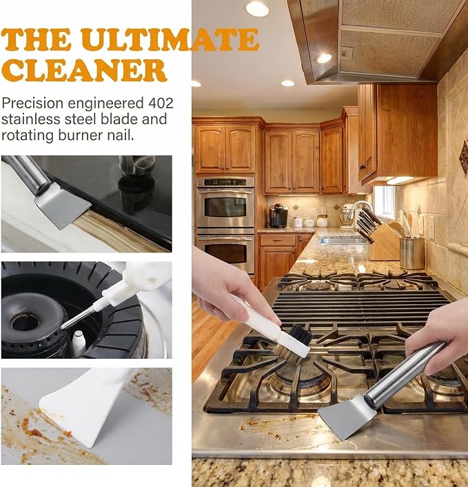 2Pcs Stove Cleaning Brush And Scraper, Brass Wire Rust Cleaner Brushes Cooktop - Image 7