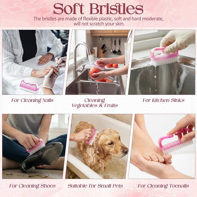 EBOOT 4 Pieces Handle Plastic Nail Brush Nail Hand Scrubbing Cleaning Brush - Image 7