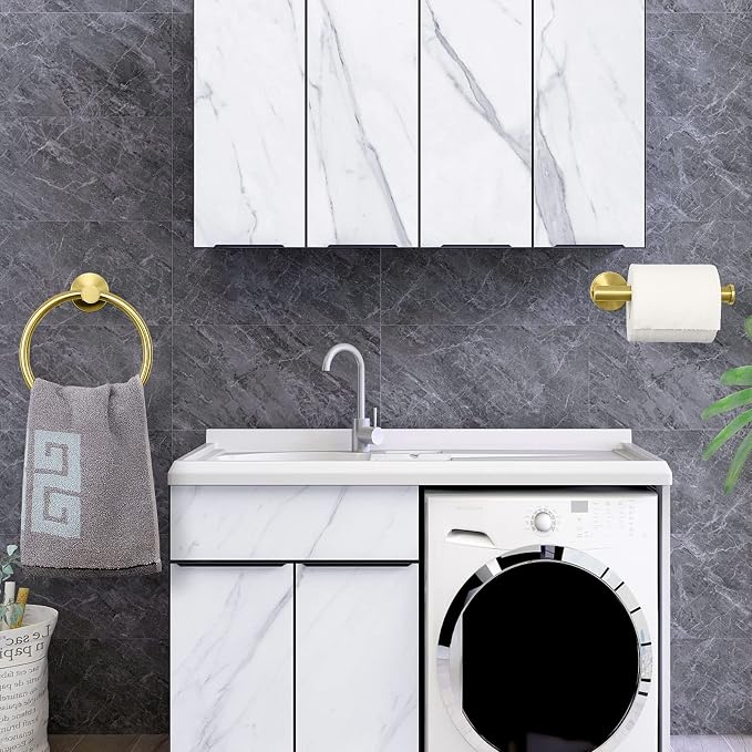 NearMoon 2 Pieces Bathroom Hardware Accessories, Towel Ring and Toilet Paper - Image 6