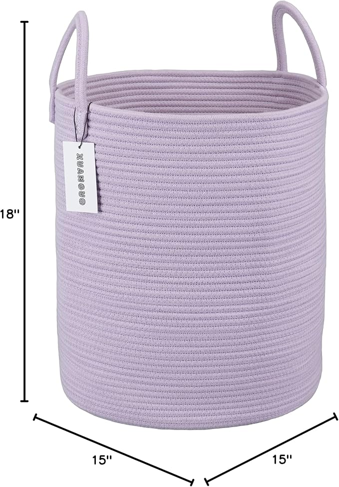 Rope Laundry Basket Hamper for Clothes Woven Storage Basket for Living Room - Image 8