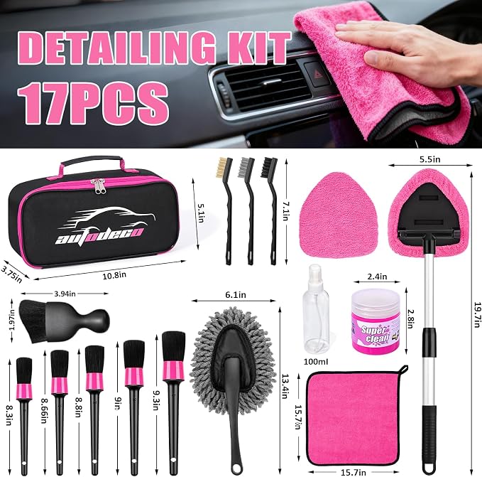AUTODECO Windshield Cleaner Tool, Detailing Brush, Car Cleaning Kit Interior - Image 8