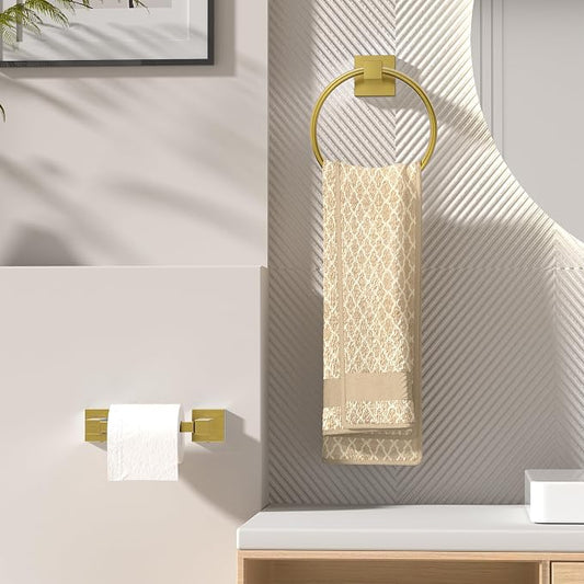 FORIOUS Toilet Paper Holder Wall Mount and Hand Towel Ring Set, SUS 304 - Image 2