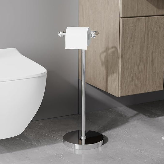 Toilet Paper Holder Stand, Post Pivoting Design Free Standing Toilet Paper - Image 2