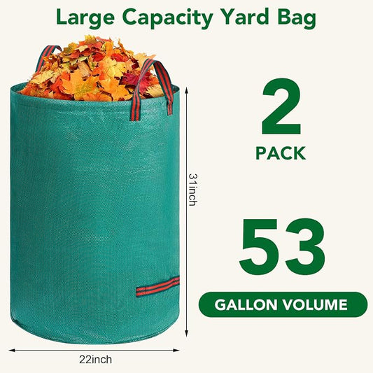 53 Gallons Reusable Yard Waste Bags, 2 Packs Lawn and Leaf Bags - Image 2