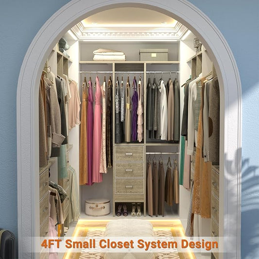 4FT Small Closet System with 3 Fabric Drawers, Flexible Built-In Clothes - Image 2