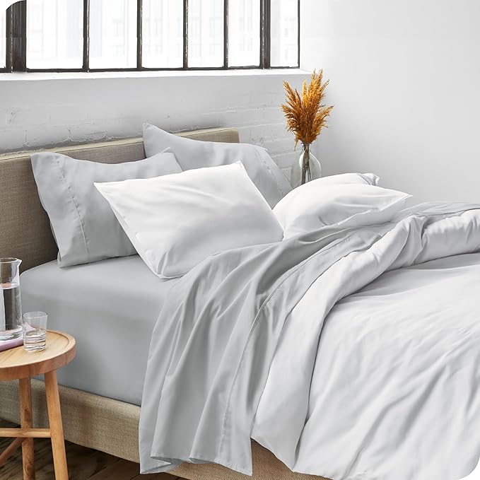 Bare Home Split Head Flex King Sheet Set - 1800 Ultra-Soft Microfiber Bed Sheets - Double Brushed - Deep Pockets - Easy Fit - 4 Piece Set - FlexTop Bedding Sheets (Split Head Flex King, French Grey)