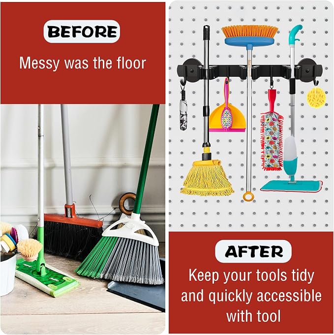ULIBERMAGNET Magnetic Mop Broom Holder, Heavy Duty Movable Magnetic Broom - Image 6