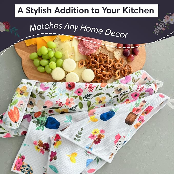 2 Double Sided Microfiber Hand Towels, 17x27 Inches Waffle Design Kitchen - Image 5
