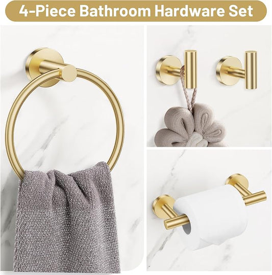 Lairuier Brushed Gold Towel Holder Set Include Double Bases Toilet Paper Holder - Image 2