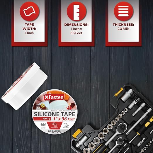XFasten Self Fusing Silicone Tape Waterproof White– 1" x 36 Feet, Self - Image 2