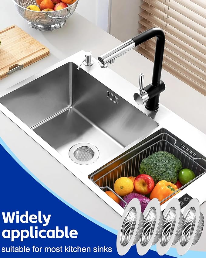 4-Pack Kitchen Sink Drain Strainer, Sturdy Stainless Steel, - Image 7