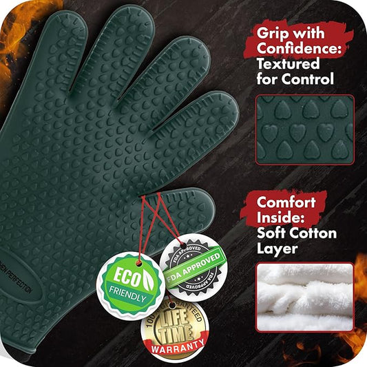 KITCHEN PERFECTION S Silicone Smoker Oven Gloves -Extreme Heat Resistant BBQ - Image 2