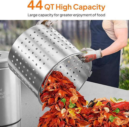 ROVSUN 44-Quart Stainless Steel Turkey Fryer & Seafood Boil Pot - Image 2