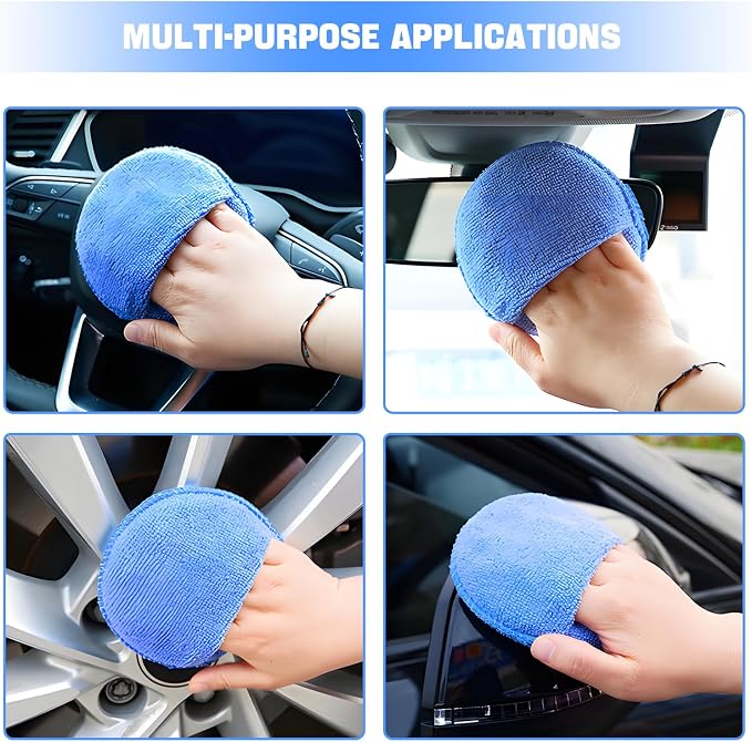 Hovom 6PCS Microfiber Wax Applicator, Soft Automotive Waxing Foam Pads - Image 6