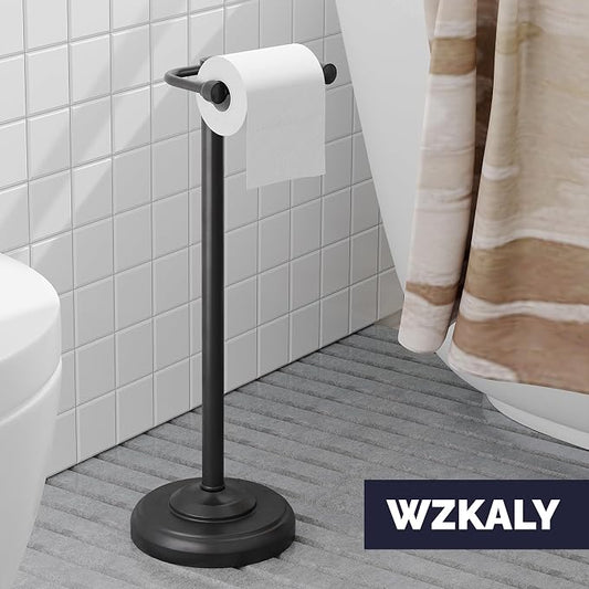 Black Toilet Paper Holder Stand, Matte Black Toilet Paper Holder Free Standing - Image 2