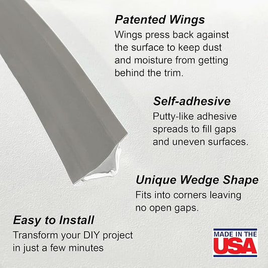InstaTrim The Original Flexible Trim -10ft Grey 3/4" Wide Caulk Tape - Image 2