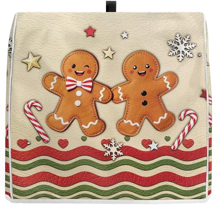 Christmas Mixer Cover for Kitchen Aid 6-8 Qt Mixer, Gingerbread Man Small Appliance Dust Covers Universal for Air Fryers, Coffee Makers, Christmas Decor for Kitchen