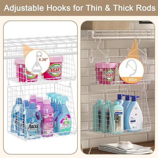 4-Tier Hanging Laundry Room Organizer: Foldable Wire Shelf Basket - Image 2