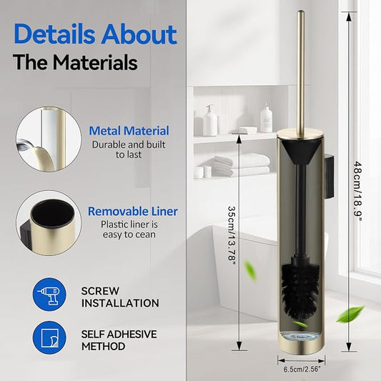 Wall Mounted Brushed Gold Toilet Brush - Image 2
