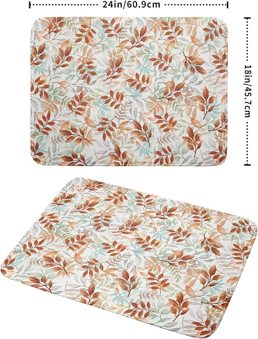 Fall Dish Drying Mat for Kitchen Counter 18x24 Burnt Orange Leaves Autumn - Image 2